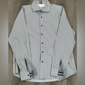 Robert Graham XL TG Speckled Black Pattern Dress Button Front Shirt Lux